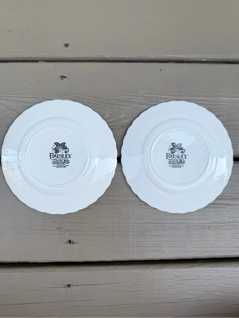 2 X Johnson Brothers Paisley Black and White Bread and Butter Plates
